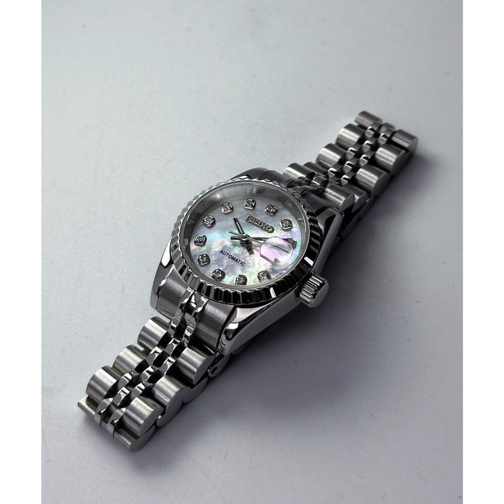 Custom Seiko Mod • White MOP Datejust • 26mm - E&S Watches